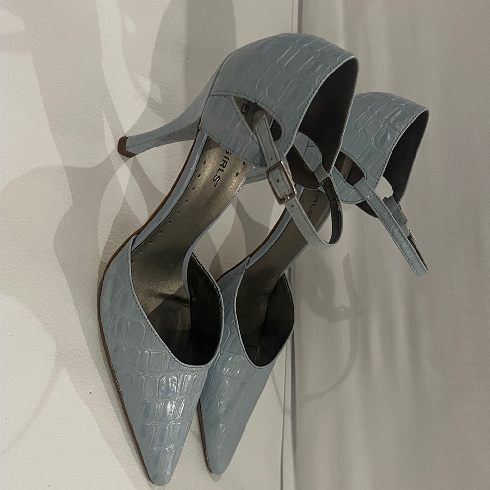 BCBGirls Sky Blue Croc-Patterned Heels - Picture 2 of 7